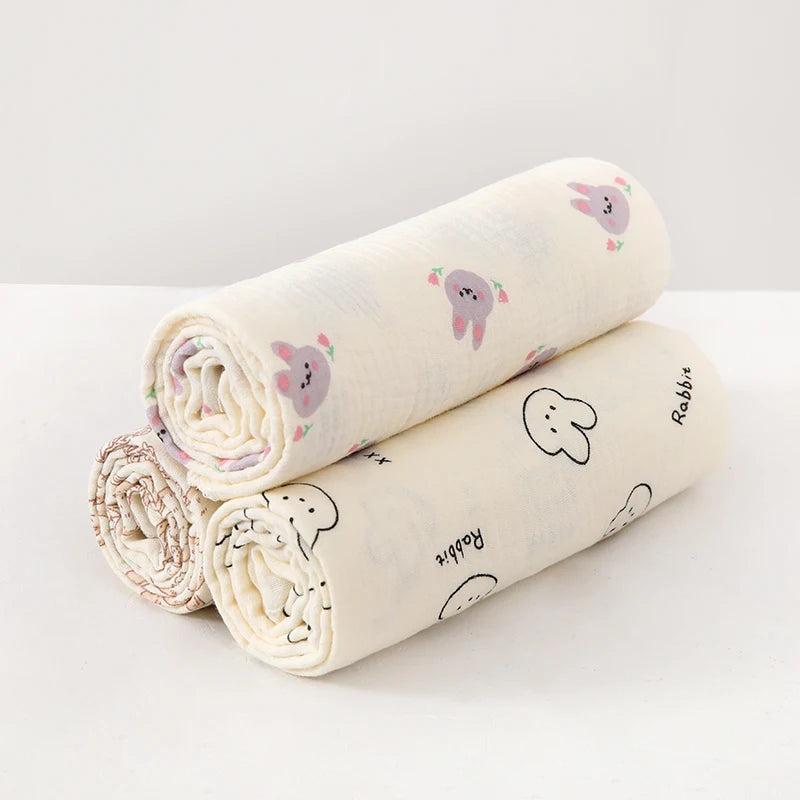 1 Piece of Baby Muslin Swaddle Blanket, a Must-Have for Newborns, Muslin Baby Blanket for Newborn Boys/Girls, Cute Printed Patterns, 100% Pure Cotton Baby Swaddle Wrap Towel, Multi-Functional, Super Soft and Breathable Wrap B