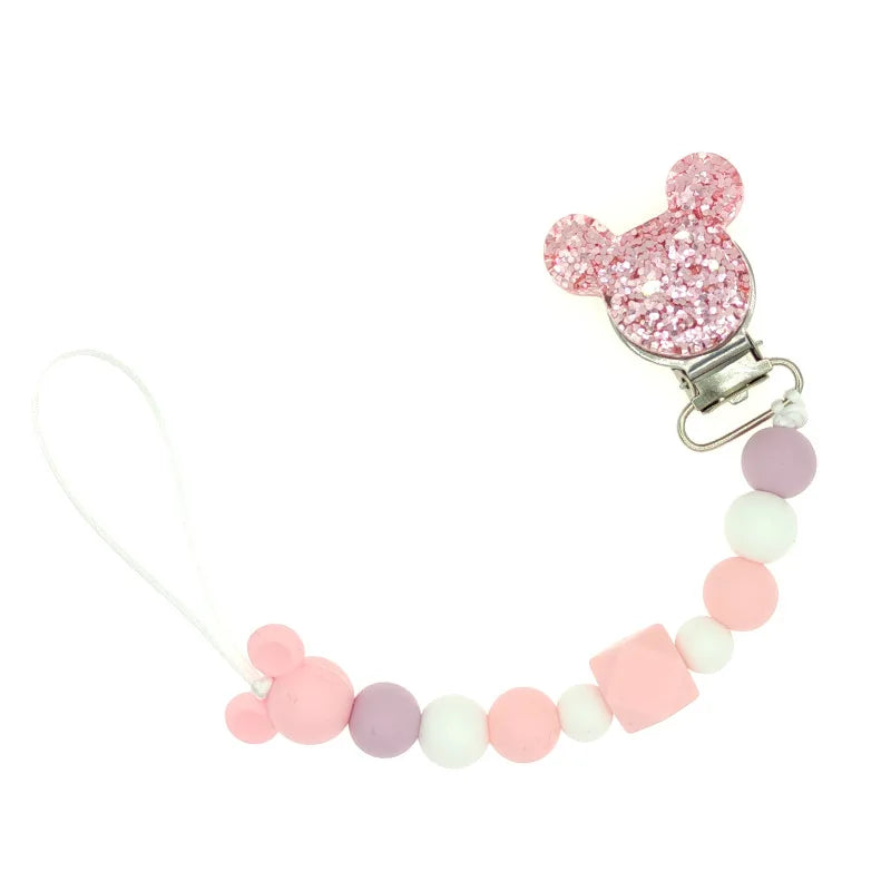 Baby Pacifier Clips Chain Silicone Beads Teether Toys Dummy Holder Pacifier Chain Gift
