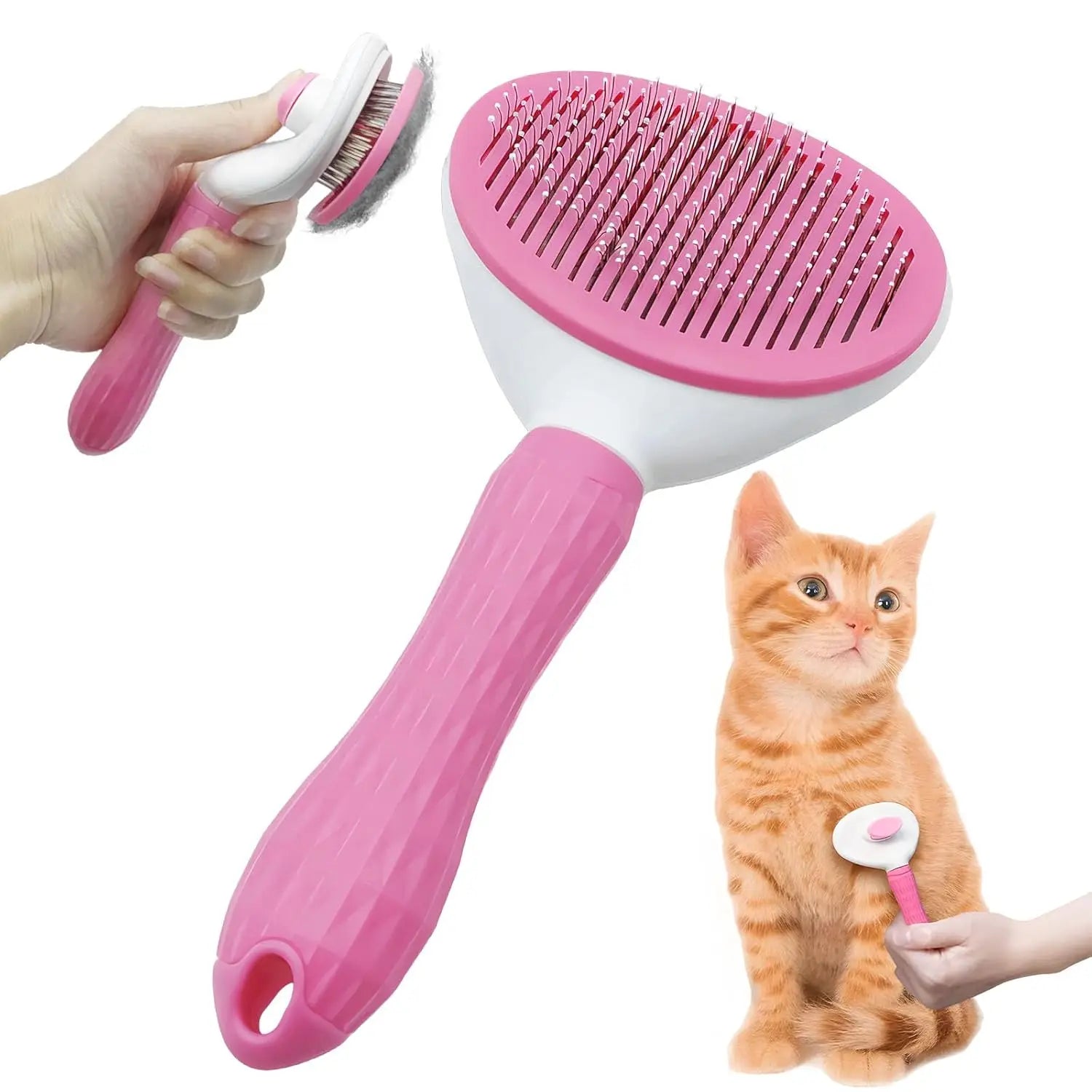 Non-Slip Pet Grooming Brush, ABS Material Easy to Clean, Massage & Deshed, Comfortable Ergonomic Design