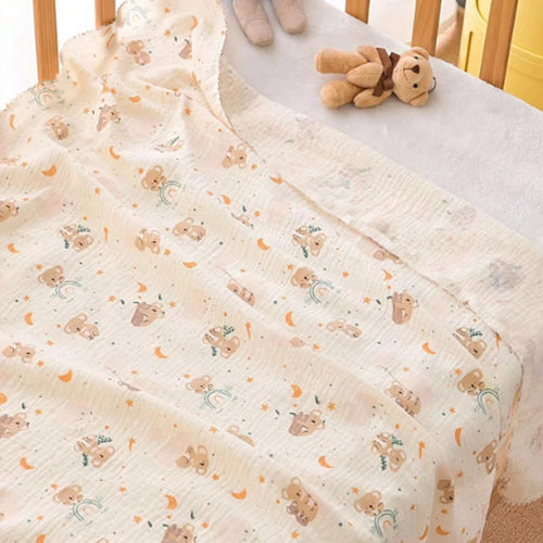 1 Piece of Baby Muslin Swaddle Blanket, a Must-Have for Newborns, Muslin Baby Blanket for Newborn Boys/Girls, Cute Printed Patterns, 100% Pure Cotton Baby Swaddle Wrap Towel, Multi-Functional, Super Soft and Breathable Wrap B