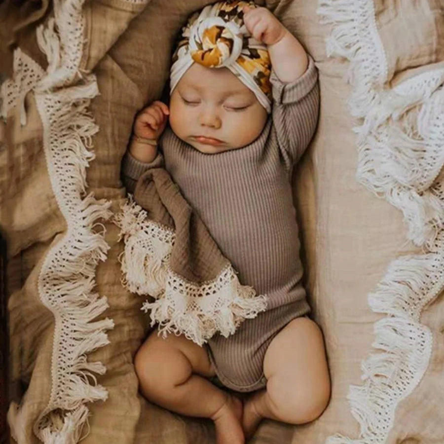 Baby Swaddle Blanket Pure Cotton Muslin Wrap Newborn Stroller Cover Soft Breathable Crib Bedding with Tassel