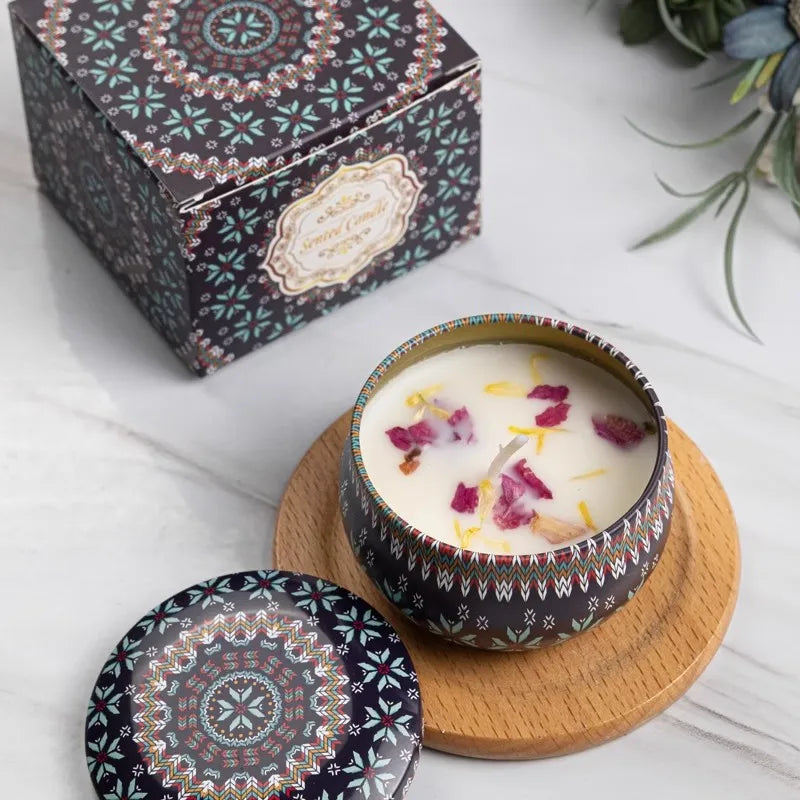 1/4PCS Vintage Scented Candles Soy Wax Candle Jars Flower Fragrance Scent Candle Wedding Ceremony Birthday Gifts Home Decoration