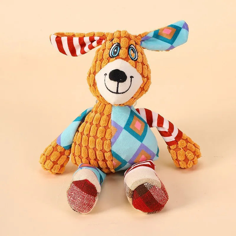 Pet Plush Toy Cute Animals Bite Resistant Interactive Squeaky Dog Chewing Toy Pet Dog Teeth Cleaning Chew Toy Pet Supplies