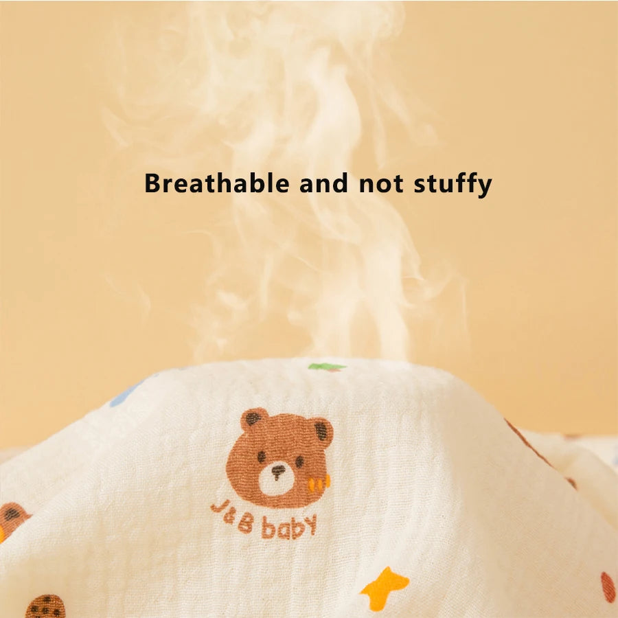 1 Piece of Baby Muslin Swaddle Blanket, a Must-Have for Newborns, Muslin Baby Blanket for Newborn Boys/Girls, Cute Printed Patterns, 100% Pure Cotton Baby Swaddle Wrap Towel, Multi-Functional, Super Soft and Breathable Wrap B