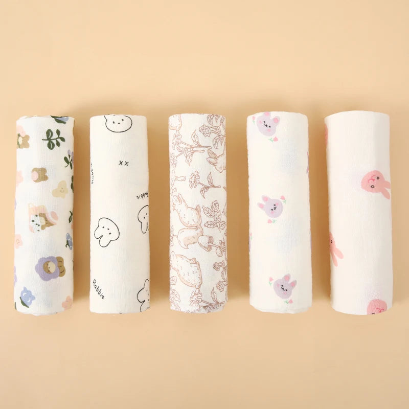 1 Piece of Baby Muslin Swaddle Blanket, a Must-Have for Newborns, Muslin Baby Blanket for Newborn Boys/Girls, Cute Printed Patterns, 100% Pure Cotton Baby Swaddle Wrap Towel, Multi-Functional, Super Soft and Breathable Wrap B