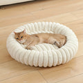 Warm Round Donut Cat Bed Ultra Soft Plush Pet Nest Cozy Deep Sleep Bed for Small Medium Cats Dogs Pet Supplies